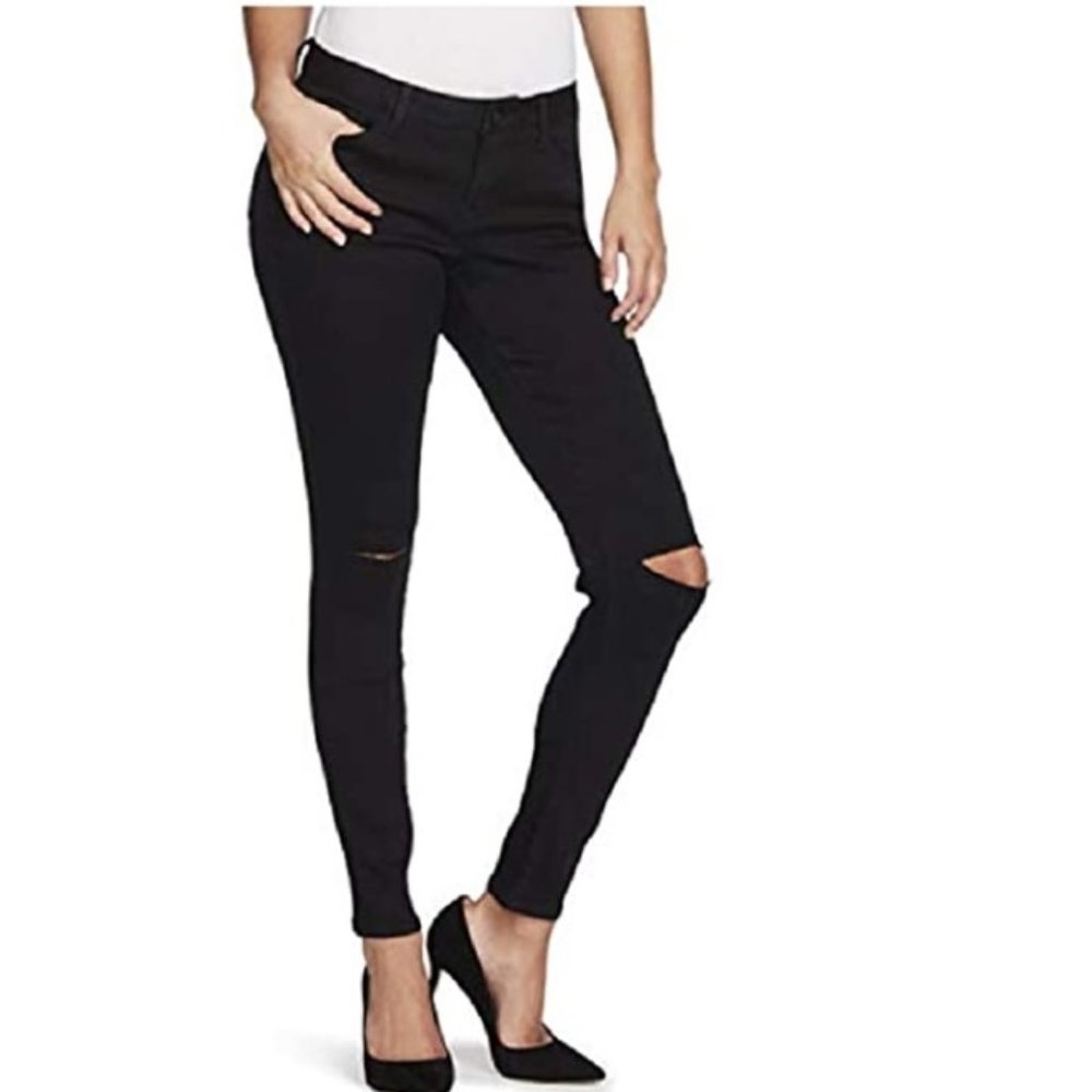 Black Daisy Women's Plus Billie Skinny Jeans Plus Size 24 Distressed Knees NWT